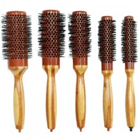 beauty nylon and bristle brush wooden styling round hair brush roller hairbrush